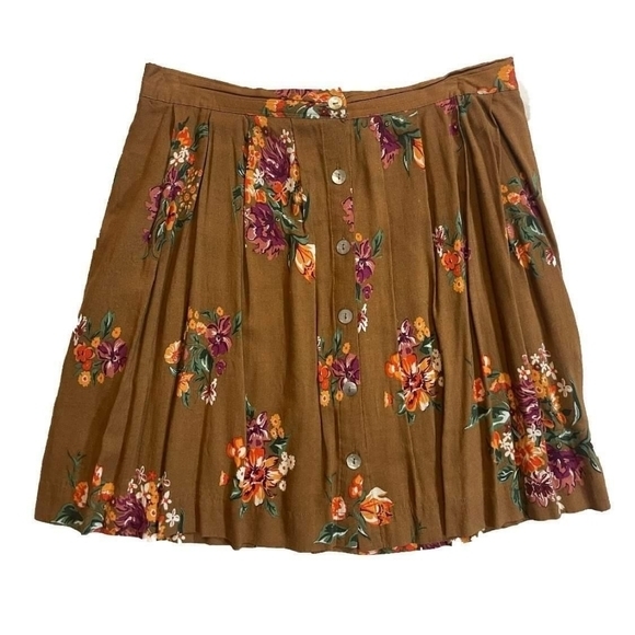 Fire Los Angeles Button Front Floral Print Skater Skirt - Picture 3 of 6